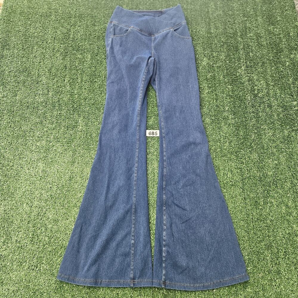 Unbranded Jeans Women's Sz Small Cross Front Dark Wash Normcore Cute Trendy Nice